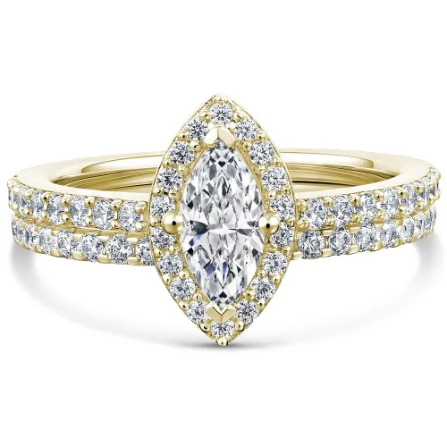 Yellow Gold Marquise Diamond Bridal Set - Yellow Roseanne